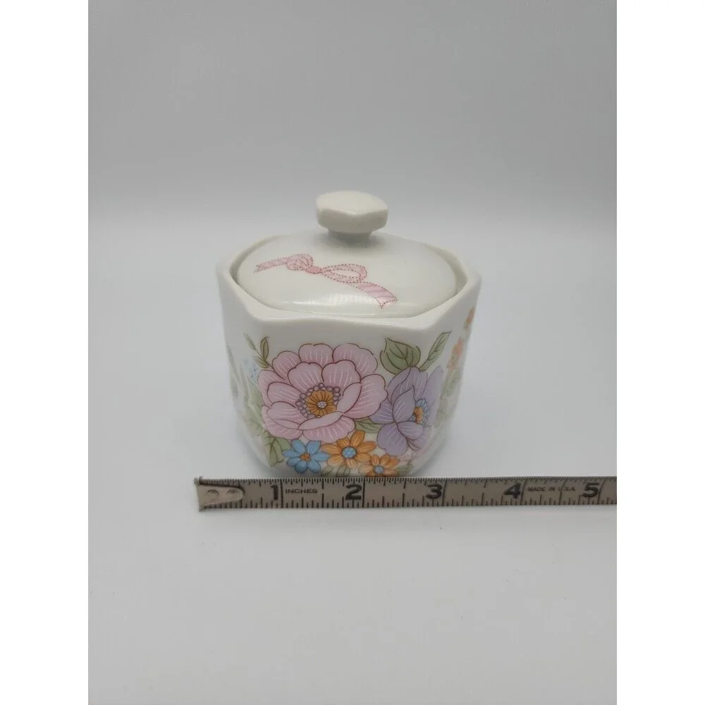 Vintage Covered Candle Japan Floral Design NEW!  Peach candle!  Gift Idea!